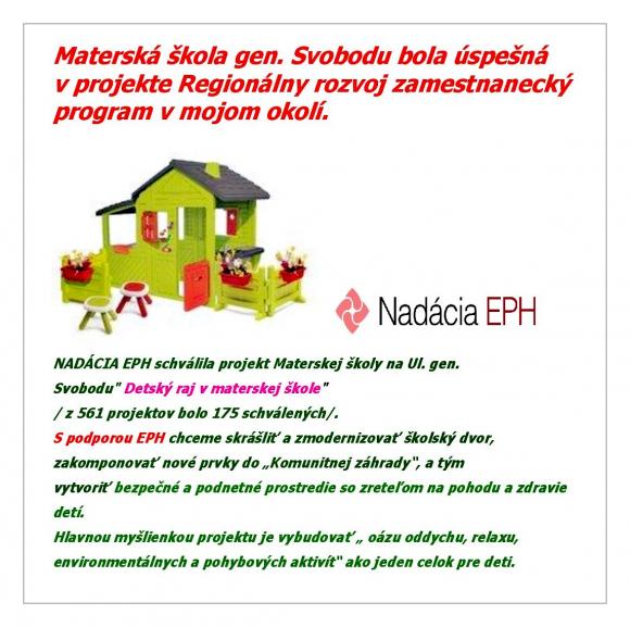 Úspešný projekt pre materskú školu Úspešný projekt pre materskú školu